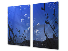 Tempered GLASS Cutting Board – Worktop saver  D15 Drawings Series:  Water 3