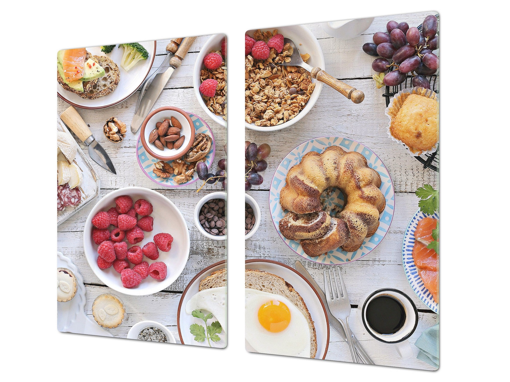 Tempered GLASS Cutting Board 60D16: Breakfast 5