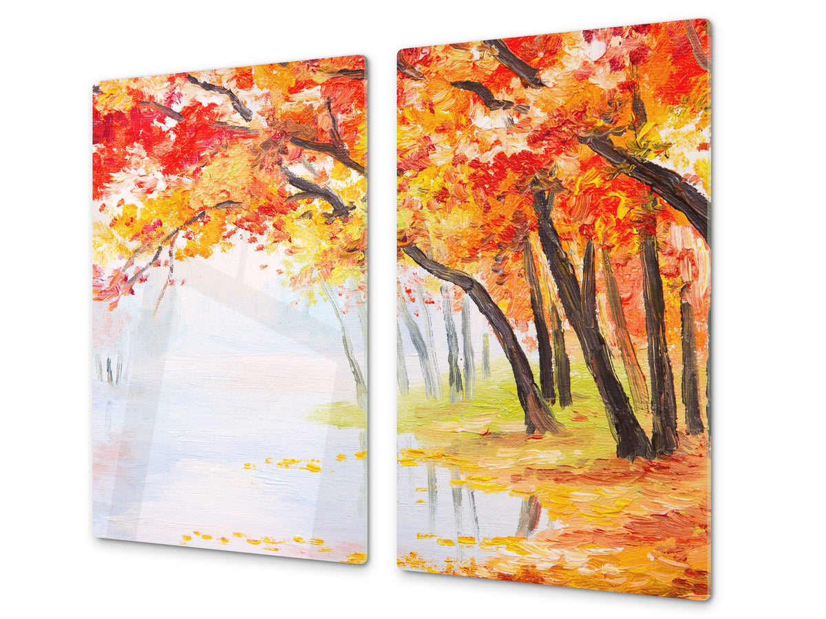 Tagliere da cucina in vetro e Copri-piano cottura a induzione; D13 Serie D'arte: Disegno 60