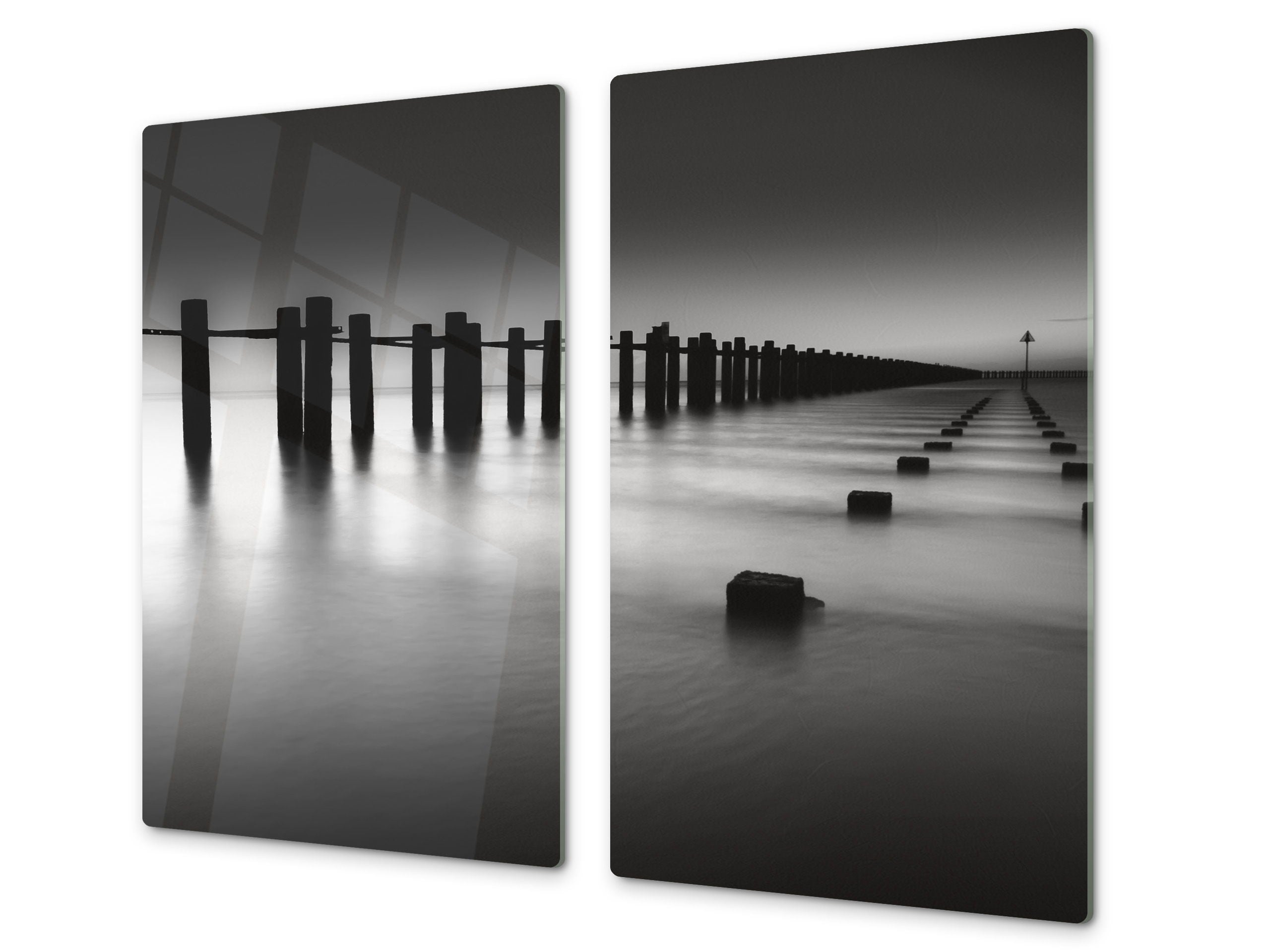 Very Big Kitchen Board – Glass Cutting Board and worktop saver; Nature series DD08: Costa marina 1