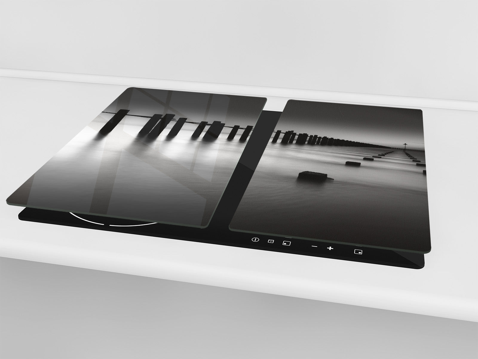 Very Big Kitchen Board – Glass Cutting Board and worktop saver; Nature series DD08: Costa marina 1