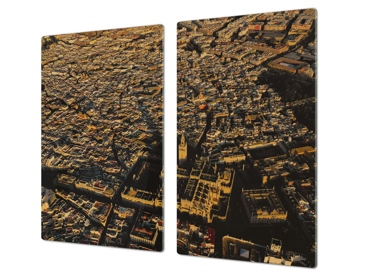 Glass Cutting Board and Worktop Saver 60D12: The city from a bird's eye view