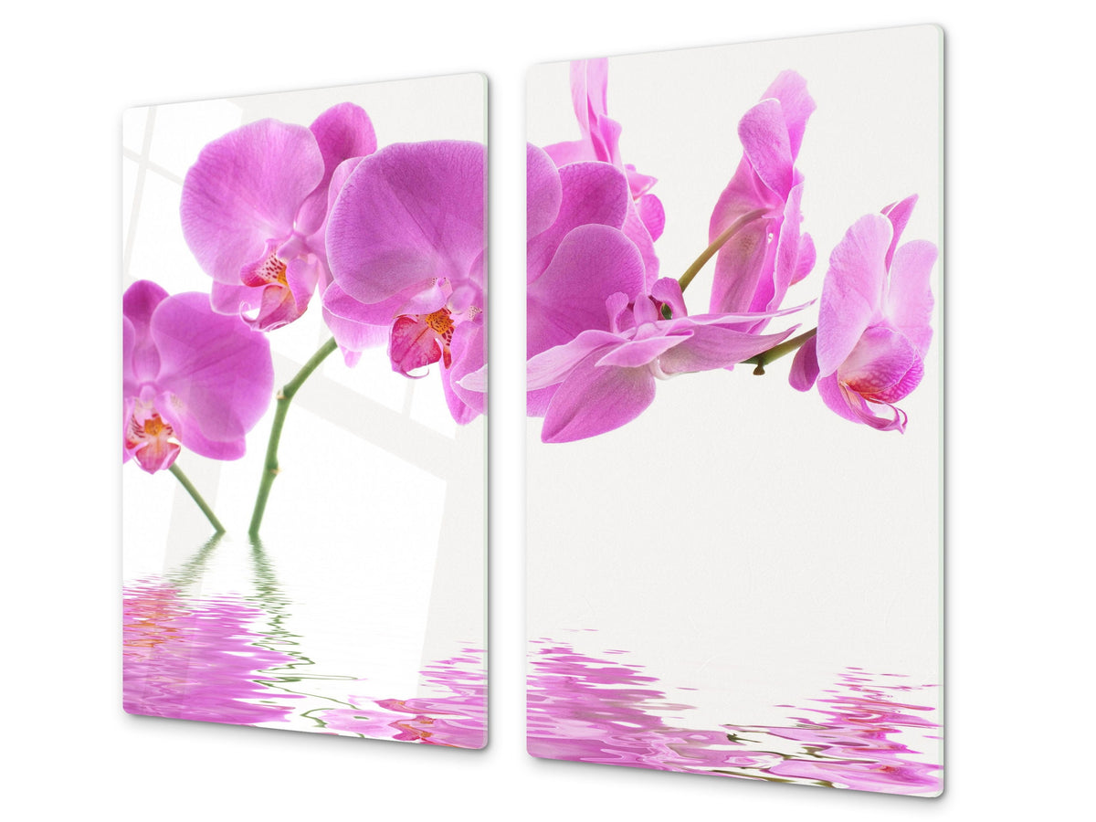 Glass Cutting Board and Worktop Saver D06 Flowers Series: Orchid 3