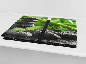 Very Big Kitchen Board – Glass Cutting Board and worktop saver; Nature series DD08: Bambù con pietre