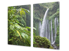 Planche à découper en verre trempé ; D08  Série Nature: Cascade 4
