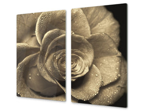 Planche à découper en verre – Couvre-plaques de cuisson D06 Série Fleurs: Fleur 15