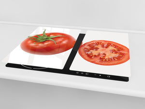 Küchenbrett aus Hartglas und Induktionskochplattenabdeckung – Schneideplatten; D07 Fruits and vegetables:  Tomatoes 1