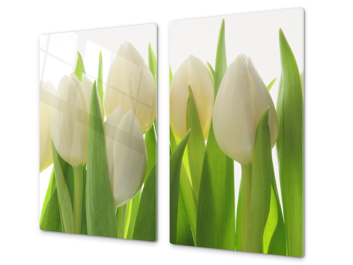 Glass Cutting Board and Worktop Saver D06 Flowers Series: Tulips 1