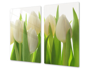 Schneidbrett aus Hartglas und schützende Arbeitsoberfläche D06 Flowers Series: Tulips 1