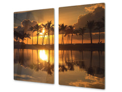 Planche à découper en verre trempé ; D08  Série Nature: Arbres 1