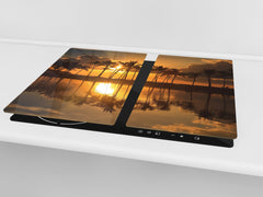 Planche à découper en verre trempé ; D08  Série Nature: Arbres 1