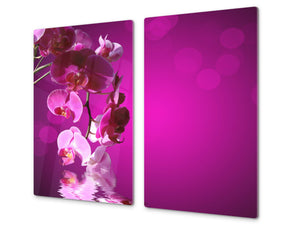 Schneidbrett aus Hartglas und schützende Arbeitsoberfläche D06 Flowers Series: Orchid 2