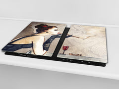 Resistant Glass Cutting Board 60D05B: Woman with a cigarette