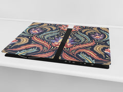 MOLTO GRANDE asse da cucina in VETRO temperato; Serie astratta DD14: Trama 162