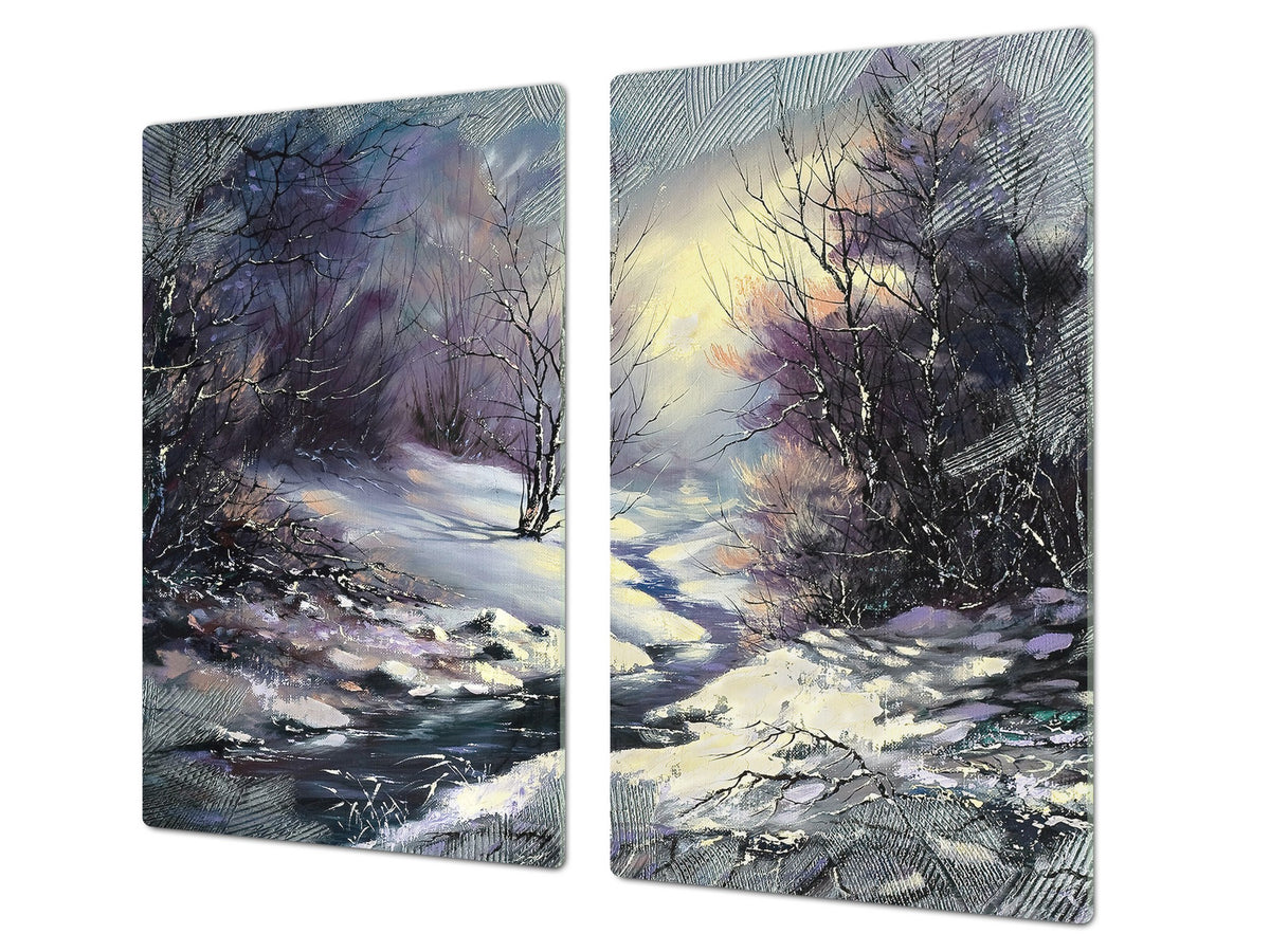 UNIQUE Tempered GLASS Kitchen Board 60D05A: Winter landscape