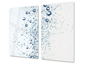 CUTTING BOARD and Cooktop Cover - Impact & Shatter Resistant Glass D02 Water Series: Water 24