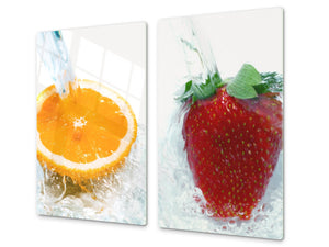 Küchenbrett aus Hartglas und Induktionskochplattenabdeckung – Schneideplatten; D07 Fruits and vegetables:  Fruits 11