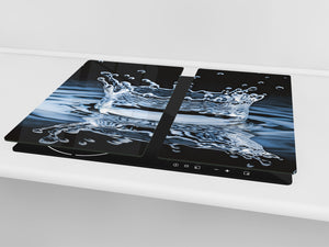 CUTTING BOARD and Cooktop Cover - Impact & Shatter Resistant Glass D02 Water Series: Water 19