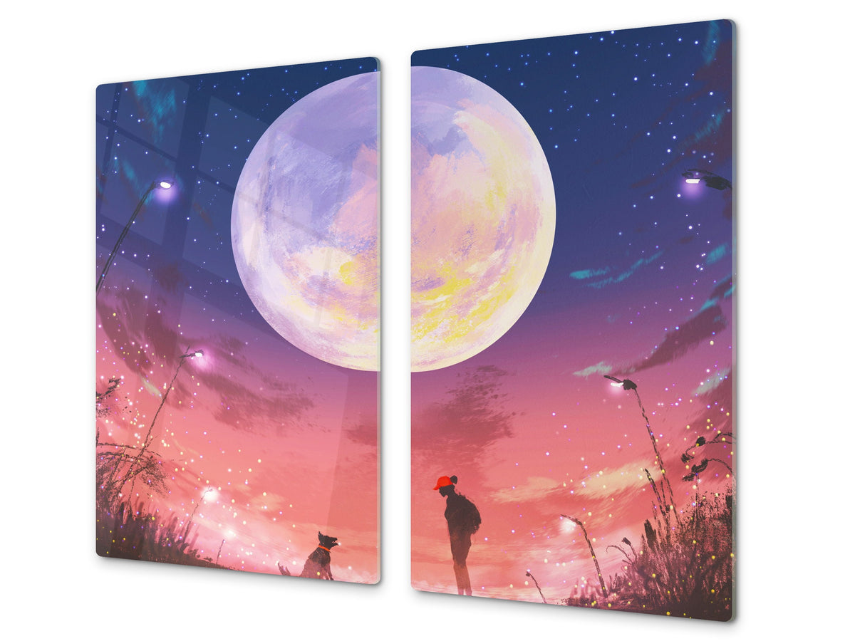 Worktop saver and Pastry Board D13 Images: Moon with flowers