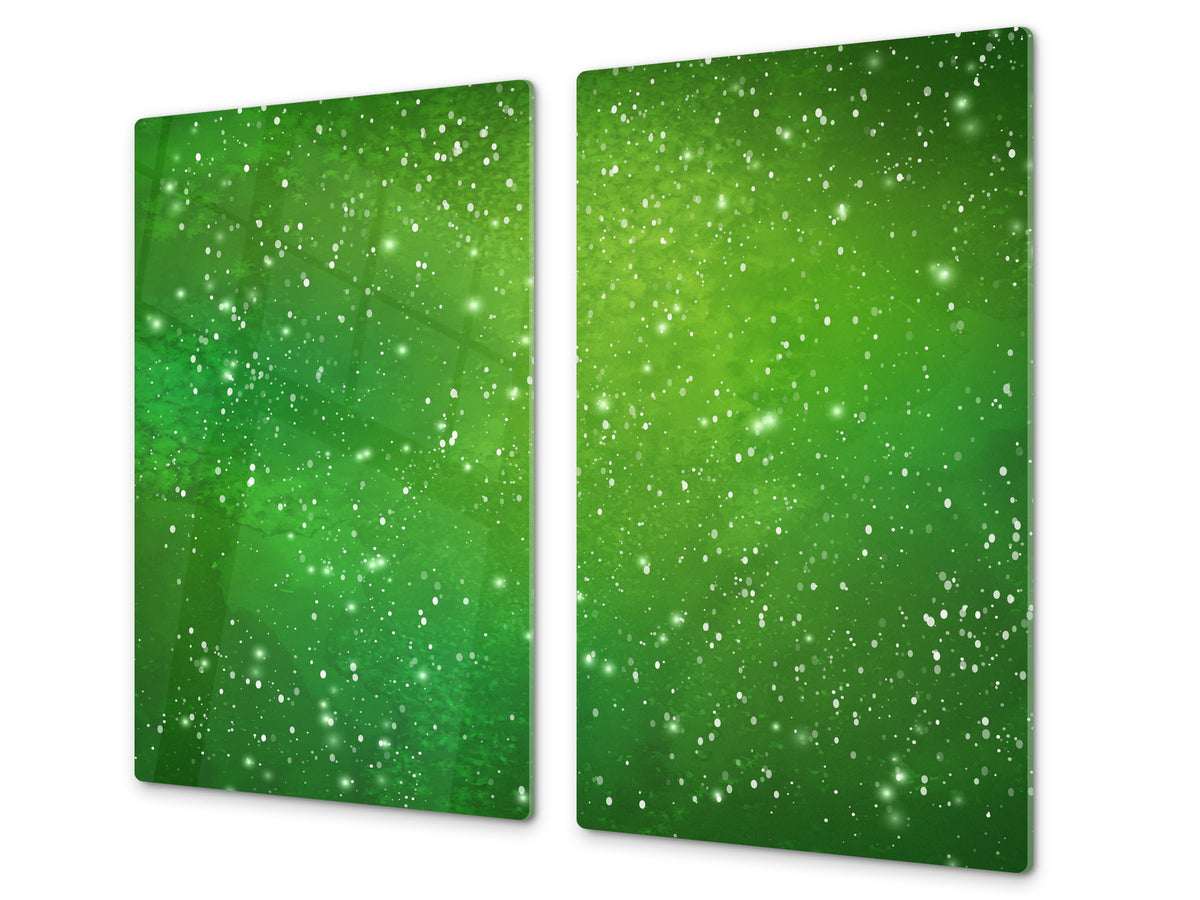 Tempered GLASS Kitchen Board – Impact & Scratch Resistant D10A Textures Series A: Green starry sky