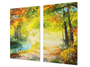Resistant Glass Cutting Board 60D05B: Autumn in the park