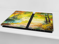 Resistant Glass Cutting Board 60D05B: Autumn in the park