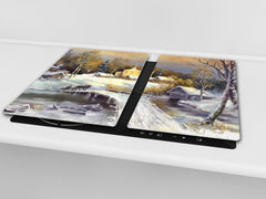 UNIQUE Tempered GLASS Kitchen Board 60D05A: Winter day