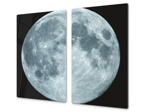 Tabla de cortar decorativa de cristal templado y cubre vitro; D09 Serie diversos: Luna llena