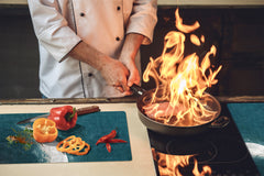 Induction Cooktop Cover –Shatter Resistant Glass Kitchen Board – Hob cover; MEASURES: SINGLE: 60 x 52 cm (23,62” x 20,47”); DOUBLE: 30 x 52 cm (11,81” x 20,47”); D32 Paintings Series: Rising moon