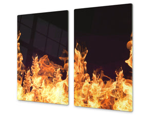 Küchenbrett aus Hartglas und Kochplattenabdeckung; D03 Fire Series: Fire 5