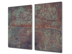 Chopping Board -  Impact & Scratch Resistant - Glass Cutting Board D24 Rusted textures Series: Vintage rusted metal