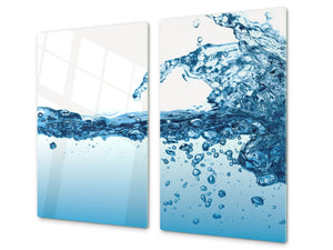 CUTTING BOARD and Cooktop Cover - Impact & Shatter Resistant Glass D02 Water Series: Water 21