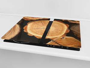 Planche à découper en verre trempé et couvre-cuisinièr; D10A Série Textures A: Bois 15