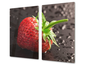 Tabla de cocina de vidrio templado - Tabla de corte de cristal resistente D07 Frutas y verduras: Fresa 19