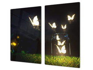 Glass Pastry Board 60D18: Glowing butterflies