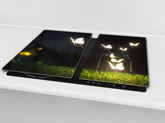 Glass Pastry Board 60D18: Glowing butterflies