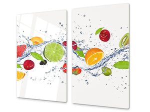 Tabla de cocina de vidrio templado - Tabla de corte de cristal resistente D07 Frutas y verduras: Frutas 14