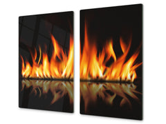 Tempered Glass Cutting Board and Worktop Saver D03 Fire Series: Fire 2