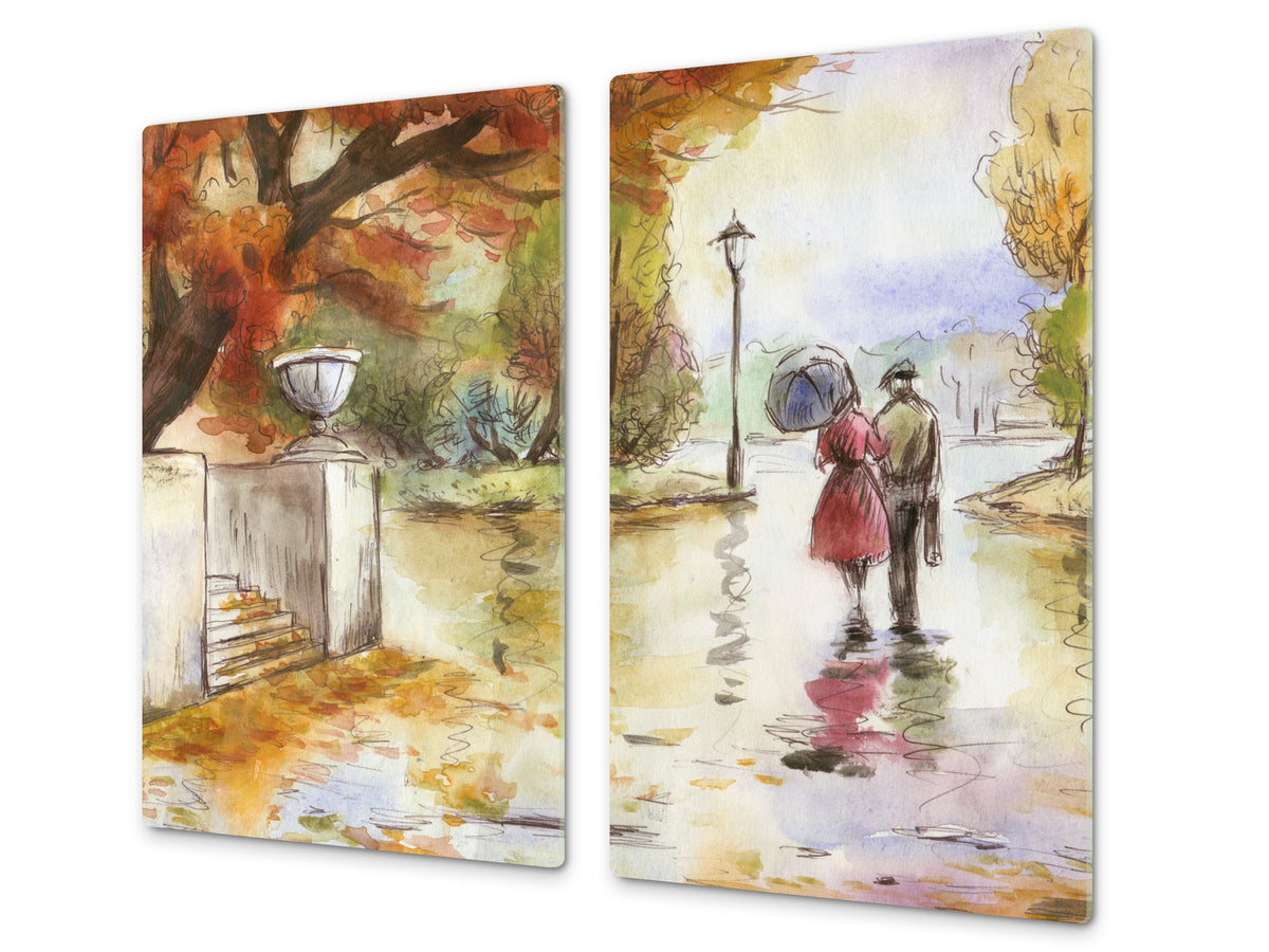 Tagliere da cucina in vetro e Copri-piano cottura a induzione; D13 Serie D'arte: Disegno 22