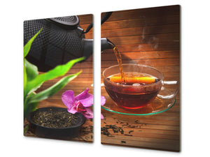 Schneidbrett aus Hartglas und schützende Arbeitsoberfläche D04 Drinks Series: Tea 3