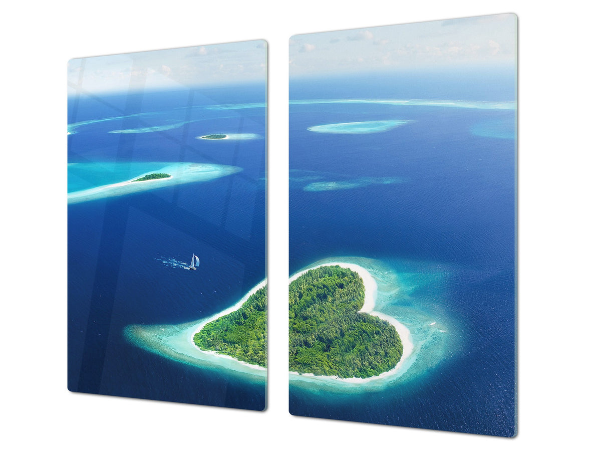 Tempered GLASS Cutting Board 60D10: Islands on the ocean