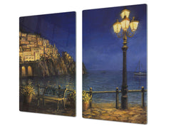 UNIQUE Tempered GLASS Kitchen Board 60D05A: Evening in the bay