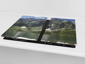 Very Big Kitchen Board – Glass Cutting Board and worktop saver; Nature series DD08: Montagne 4