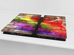 Tempered GLASS Cutting Board – Worktop saver  D15 Drawings Series: Brick wall 7