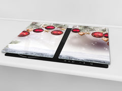 CUTTING BOARD and Cooktop Cover ;D20 Christmas Series: Wreath in the snow