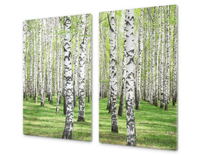 Tempered GLASS Kitchen Board – Impact & Scratch Resistant; D08 Nature Series: Trees 3