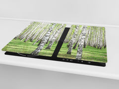 Tempered GLASS Kitchen Board – Impact & Scratch Resistant; D08 Nature Series: Trees 3