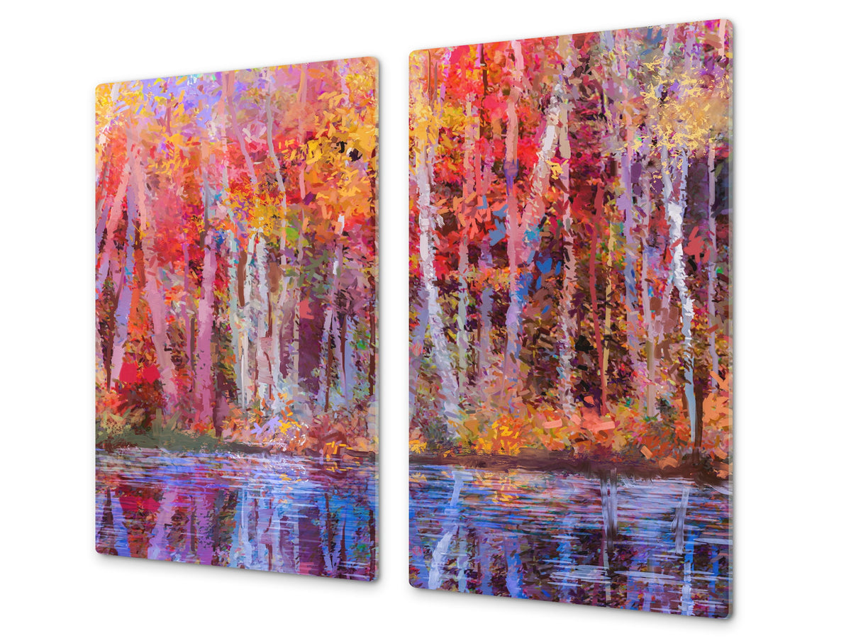 Tagliere da cucina in vetro e Copri-piano cottura a induzione; D13 Serie D'arte: Disegno 58