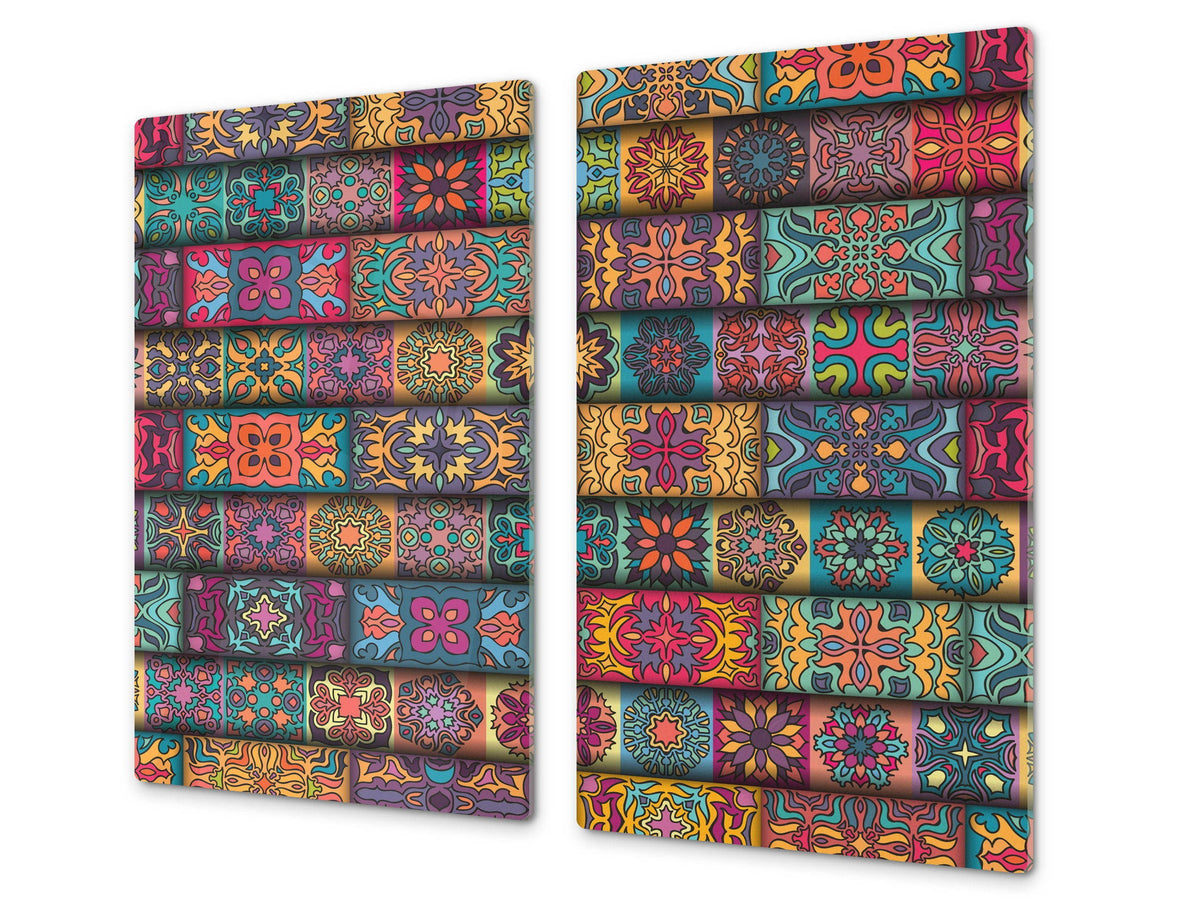 Planche à découper en verre trempé; D14 Patrons et Mandalas: Tiles 4