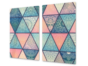 Küchenbrett aus Hartglas und Kochplattenabdeckung; D14 Patterns and Mandalas Series: Moroccan 2